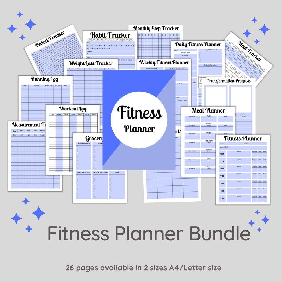 Fitness Tracker Planner Printable Health Planner Fitness Etsy