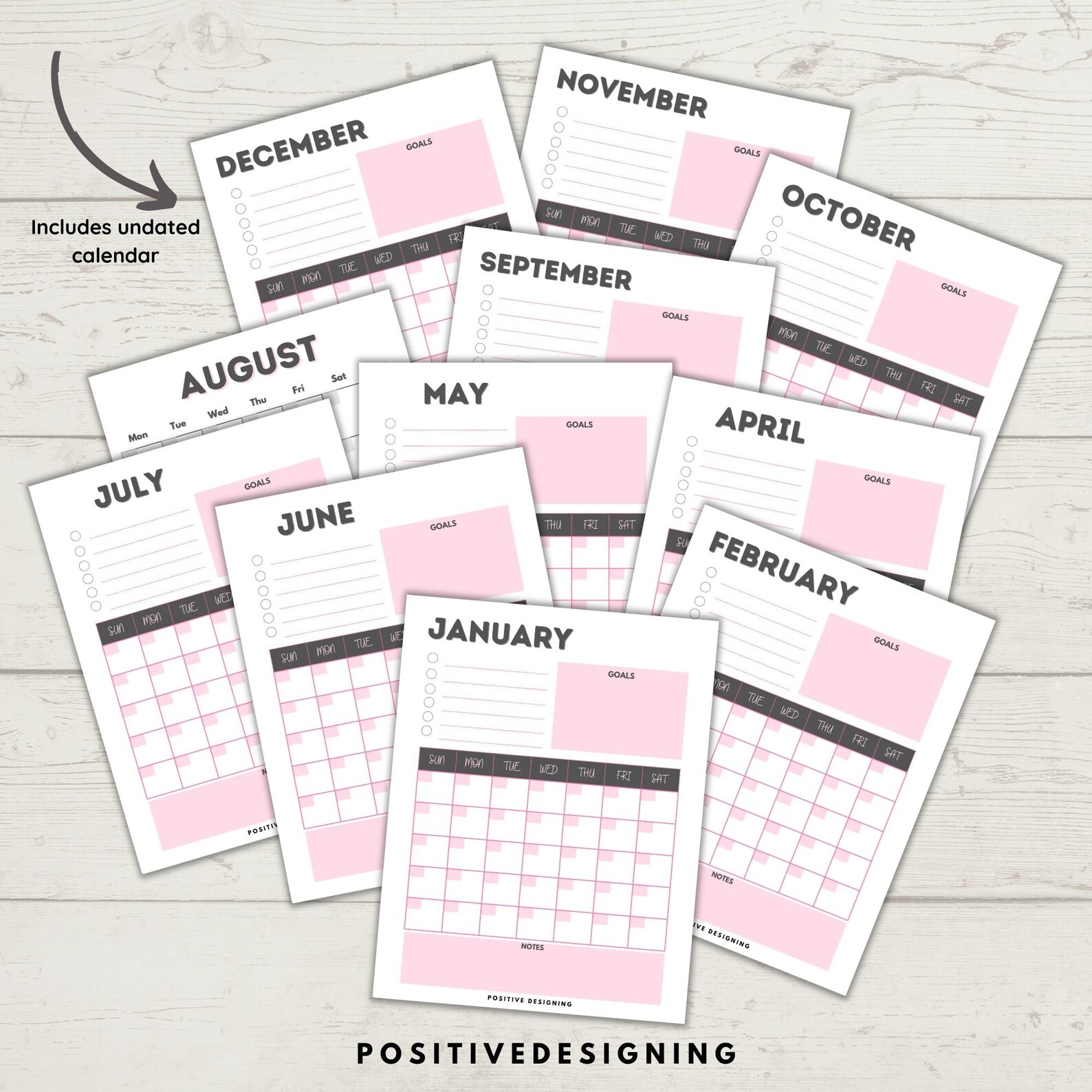 Blank Monthly Calendar Printable Minimalist Calendar Template - Etsy