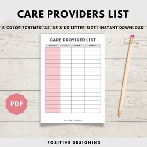 Health Care Provider, Medical Specialist, Instant Download, Home Health Care, Mental Health Care, Mental Health, Medical List, PDF