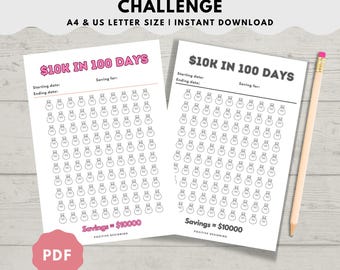 10K Savings Challenge Printable - Money Saving Tracker - 100 Envelope Challenge - 10000 Savings Challenge - 10K Savings Tracker -Instant PDF
