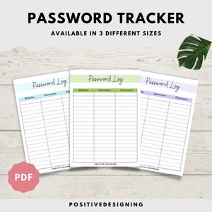 Printable Password Tracker, Password Log, Address Book Pages, Instant ...