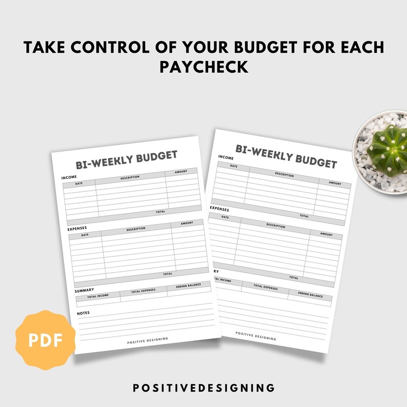 Bi-weekly Budget Planner Printable, Budget Template PDF, Budget by ...