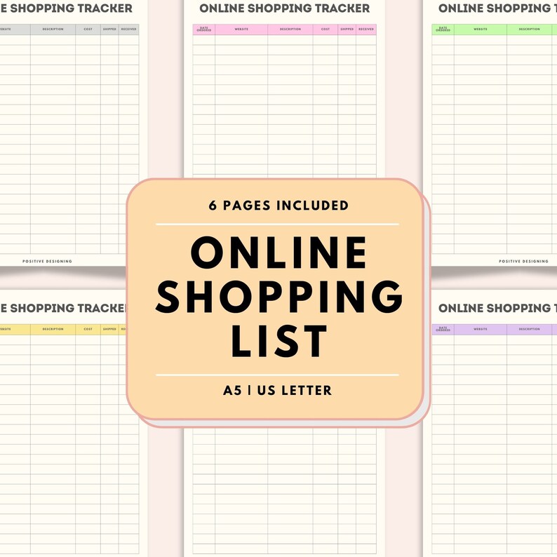Online Shopping Tracker Printable, Order Tracker, Online Purchases Log
