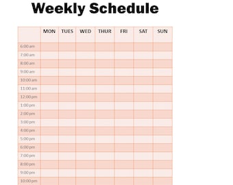 Half Hour Weekly Schedule Printable, Half Hour Daily Schedule Template ...