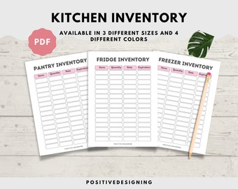 Kitchen Inventory Printable, Pantry, Fridge, Freezer Trackers (A4 A5 Letter PDF)