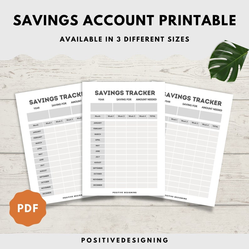 Savings Account Sheet Printable, Personal Savings Tracker, Financial ...