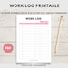 Printable Work | Time Log and Tracker | Activity Hours Log Printable ...