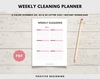 Weekly Cleaning Schedule, Cleaning Checklist, Cleaning To Do List, Printable Cleaning Template, A4, A5, Letter Size, Instant Download PDF