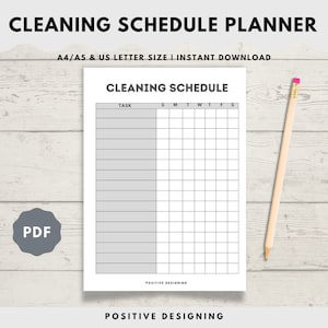 Cleaning Planner, Cleaning Checklist, Cleaning Schedule, Weekly House Chores, Adhd Clean Home, Monthly, Household Planner Printable, PDF