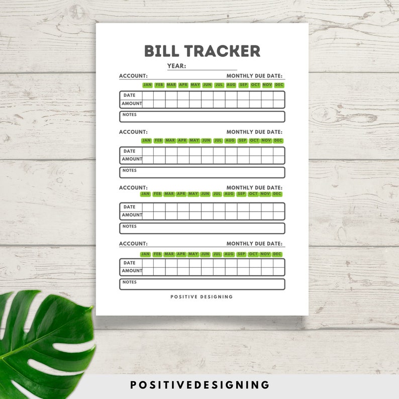 Monthly Bill Tracker Printable Bill Payment Tracker Bill Pay Checklist