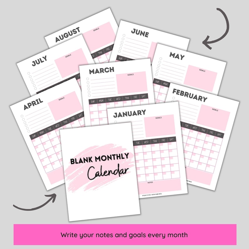 Blank Monthly Calendar Printable, Minimalist Calendar Template PDF ...