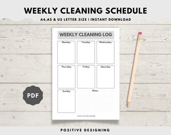 Minimalist Reinigung Checkliste Printable, Wochenplan (Digitaler Download)