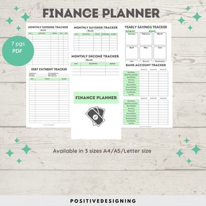Finance Planner Bundle, Budget Planner Templates, Financial Savings Tracker Printable Binder, Monthly Debt, Bill, Spending, Expenses Tracker