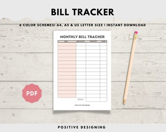 Monthly Bill Tracker Printable | Budget Planner (Digital Download)