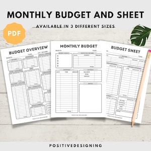 Monthly Budget Planner Printable | Financial Journal | Monthly Budget Sheet PDF | Personal Budget Worksheet | Expense & Income Tracker A5 A4
