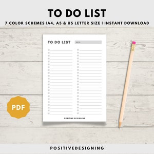 To Do List Printable Minimal, Simple Tasks List, Productivity Planner, Daily To Do, A4/A5/Letter Printable PDF