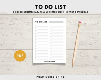 Lista de tareas minimalista imprimible, planificador diario (PDF tamaño A4/A5/Carta)