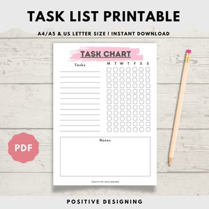 Task List Printable, Task Tracker & Organizer, Printable Planner | Minimalistic | Productivity Planner | Instant Download | A4/A5/Letter/PDF
