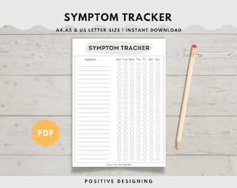 Tracker dei sintomi personalizzato stampabile, tracker delle malattie croniche, tracker dei sintomi, pianificatore medico stampabile, tracker del dolore, PDF istantaneo