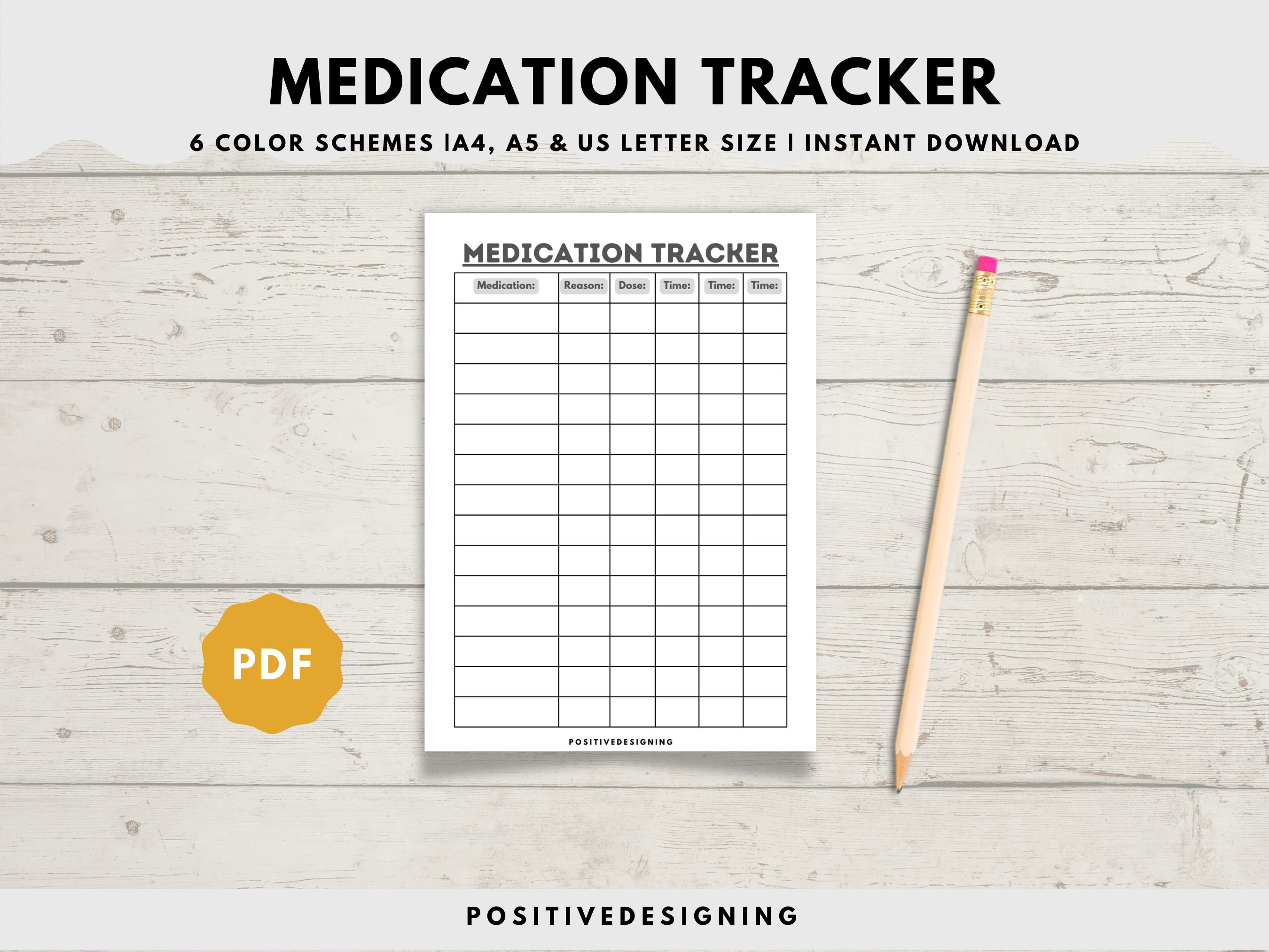 Daily Medication Tracker, Printable Medication Log, Daily Medication