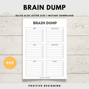 Brain Dump Printable, Gedanken Organizer, ADHS Gehirndump, Gedanken Tracker, Organisationsplaner, Gedankenjournal, PDF Sofort-Download