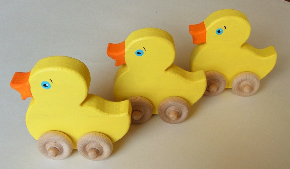 Yellow Duck Push Toy Duck With Wheels Waldorf Duck Toy Etsy