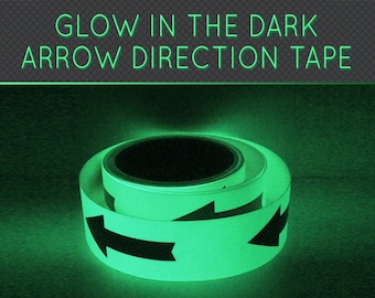 ARROW POINT TAPE Glow in the Dark Green Single Direction Sign All Purpose Tape Roll Lite Green Background
