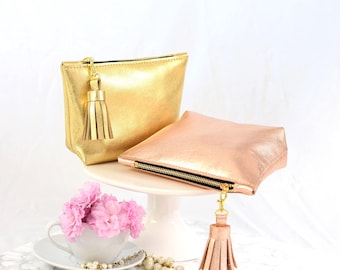 Stylish Leather Cosmetic Bag for Bridal Gift Makeup Bag for All Occasions Leather Pouch Accessory Clutch for Ladies' Gift Purse for Her