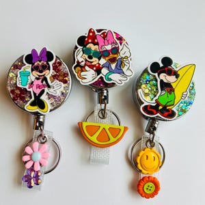 SUMMER Mickey & Minnie Mouse • inspired • Nurse badge reel • disney badge reel • healthcare badge reel • heavy duty badge reel