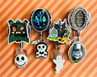 Halloween Haunted Mansion inspired Retractable Badge Reel: Nurse, Teacher