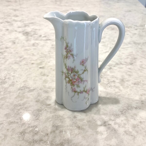 Haviland Limoges Creamer with Pink Flowers Design/ Pitcher Made in France 1960s Vintage In Excellent condition / Gift for Her