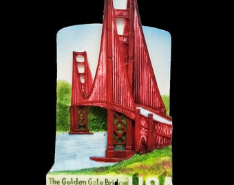 Trójwymiarowy magnes na lodówkę z mostem Golden Gate: pamiątka z podróży do San Francisco