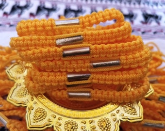 10 pcs SAI SIN & Takut Bracelet Buddha Orange Cord Thai Amulet Rich Wealth Protect Life / Thai Amulet Wristband Lucky Wealthy Holy