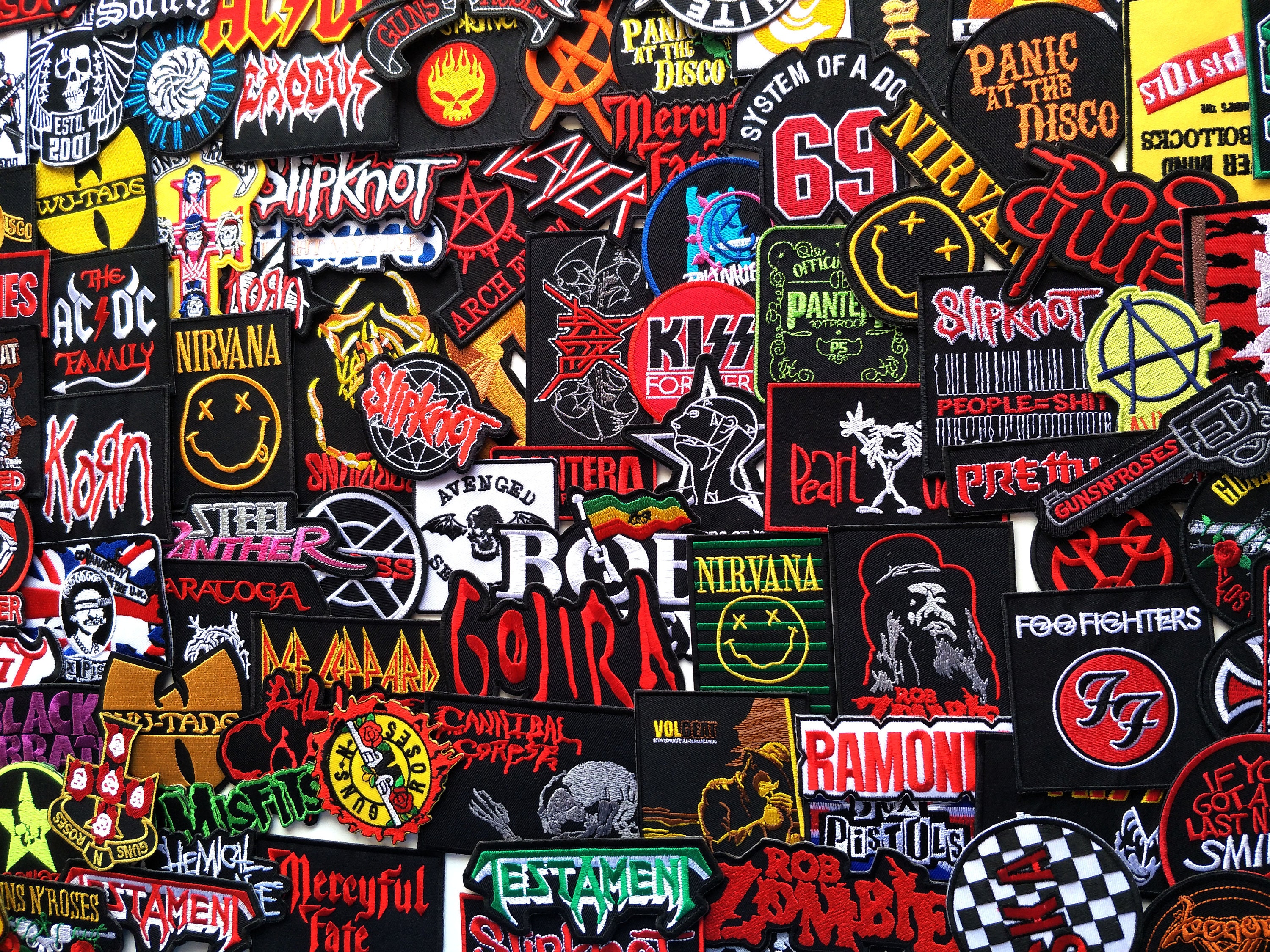 50pcs/lot DIY Rock Band Patches for Clothing Embroidered Punk Iron
