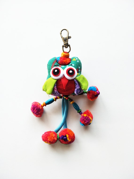 手作りフクロウの布製キーホルダー：タイのチャームギフト - Etsy 日本
