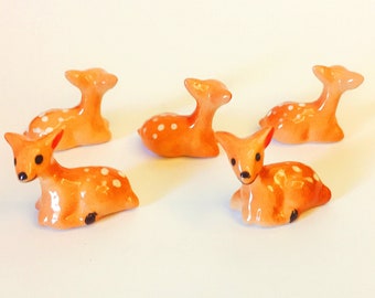 Miniature Ceramic Deer Brown Figurine Statue Decorative Collectibles, miniature ceramic animal, animal figure, miniature little animal