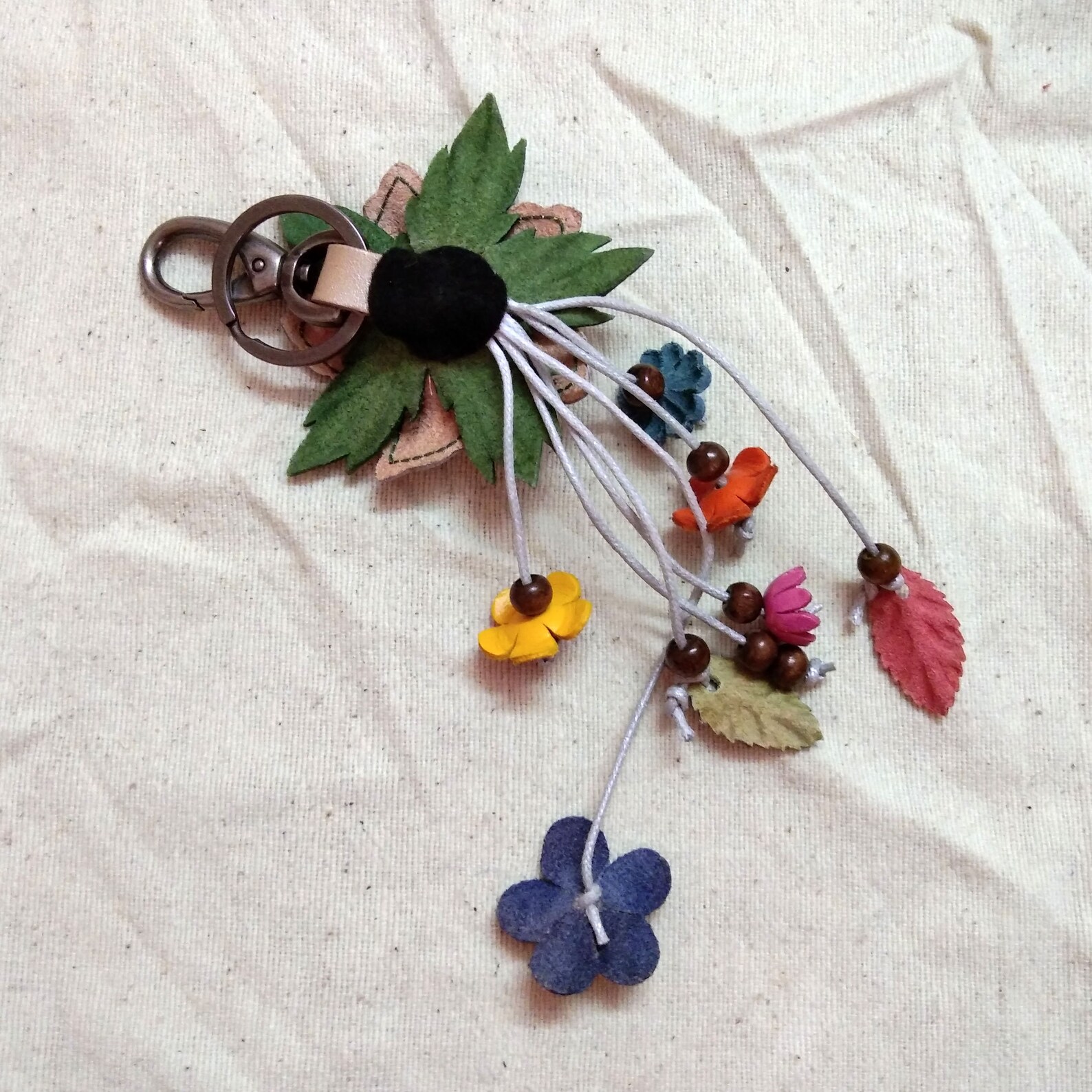 Keychain Genuine Leather Orchid Flower Silver Keyring Etsy UK