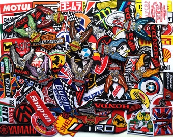 Wholesale Random Lot 30 Pcs. Car Race Auto Motor Biker Motorcycle MotoGP Iron on Patch for jackets. sew on patch/ gift for her