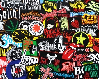 Lote de 30 Pcs. Venta al por mayor Banda aleatoria Música Rock Metal Heavy Pop Punk Set Motif Diy / coser en parche / regalo para ella / parches para jeans