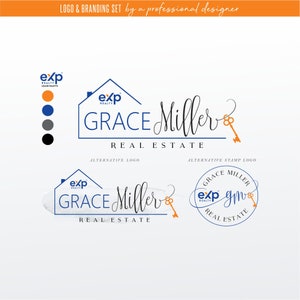 EXP Realtor-logo, Vastgoedlogo-ontwerp, Vastgoedlogo modern, Vastgoedvisitekaartjes, Vastgoedstempel, Exp-logo Realty 66