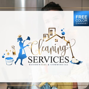 Cleaning logo design, Home service Premade logo, House cleaning marketing kit, Housekeeping logo, Maid Logo, Window cleaning logo 214