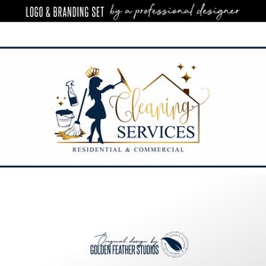 Création de logo de ménage, Logo Premade de service à domicile, Kit marketing pour le nettoyage de la maison, Logo de ménage, Logo de femme de chambre, Logo de nettoyage de vitres 83