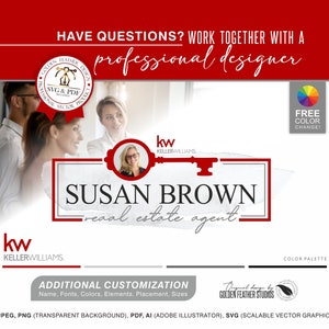 Logotipo de Keller Williams Realtor Diseño de logotipo de bienes raíces Logotipo de bienes raíces moderno Tarjetas de presentación de bienes raíces Logotipo de sello de bienes raíces Realty 182