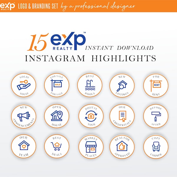 15 EXP Realty Instagram Highligts, Realtor stickers, EXP realty, Real Estate Instagram Highlights, Story Highlight Cover Icons, IG Highlight