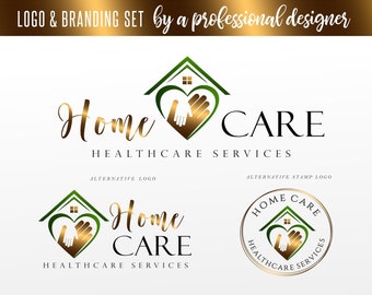 Home healthcare logo, Home care logo, Nurse home care logo, Elderly healthcare heart logo, Nursing home logo set, Elderly care logo set 104