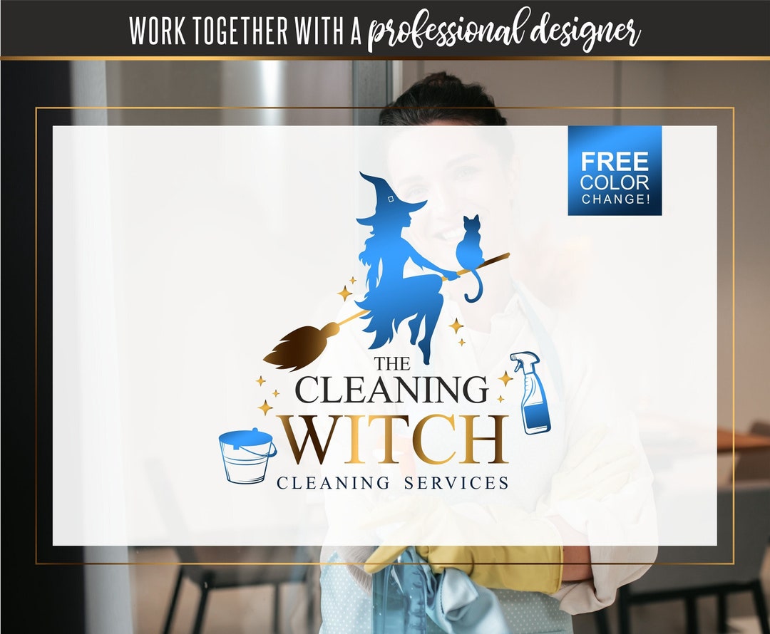 Cleaning Witch Logo Design, Home Service Premade Logo, House Cleaning ...