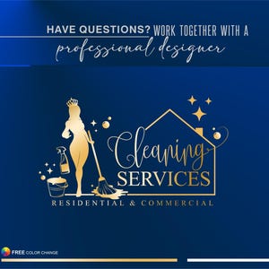 Cleaning logo design, Home service Premade logo, House cleaning marketing kit, Housekeeping logo, Maid Logo, Window cleaning logo 138