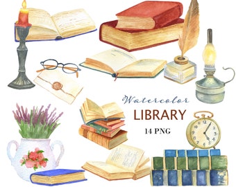 Library Book Clipart Etsy