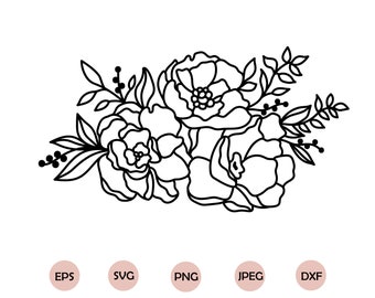 Download Floral Outline Svg Etsy