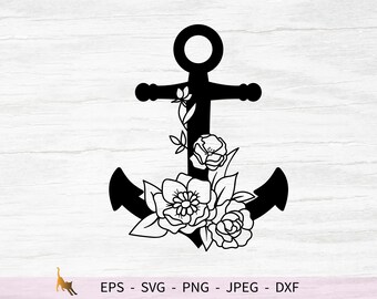 Download Clip Art Silhouette Design Cute Png Vinyl Design Floral Anchor Summer Anchor Design Anchor With Flowers Svg Sailing Design Art Collectibles